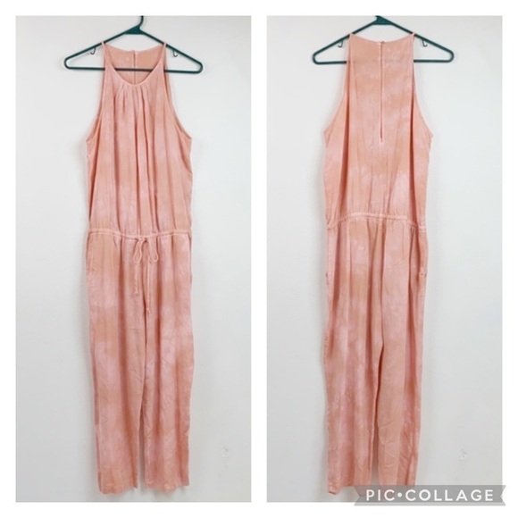 Anthropologie Cloth & Stone beachy tie dye crop leg tencel halter jumpsuit. EUC - Picture 2 of 10